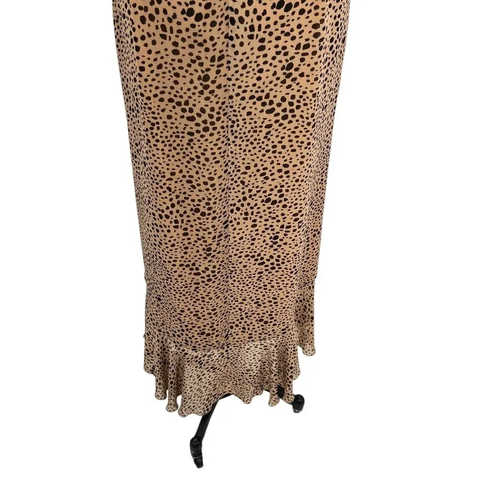 Majorelle Loreto Dress Long Side Slit Ruffle Natural‎ Leopard Print Size Medium